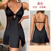 Sexy Deep V Suspender Onesie Satin Breathable Backless Shoulder Strap Comfortable Loungewear