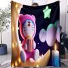 Cute Cartoon Kawaii Pink Pajama Doraemon Fleece Blanket Warm Soft Street Trend Plush for Girls Boys for Home Camping Travelling