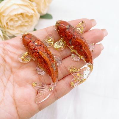 2.3' Doğal Kristal Taş Çakıl Şanslı Koi Balığı Figürin Reçine Mini Kuvars Süs Balığı Heykeli Ev Dekorasyonu Masa Süsü Hediye