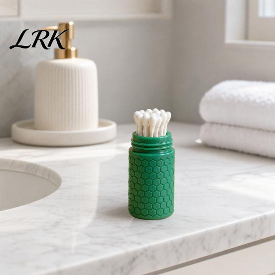 Portable Cotton Swab Case 3D Printed Storage Box, Mini Dustproof Spiral Cap Compact Personal Care Organizer, Honeycomb Appearance Container for Travel