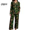 Breathable Pajamas 2Pcs/Set Women Christmas Pajama Set, Long Sleeve Button Down Shirt Soft Loungewear Gift Wide Leg Pants Cute Xmas Print Sleepwear