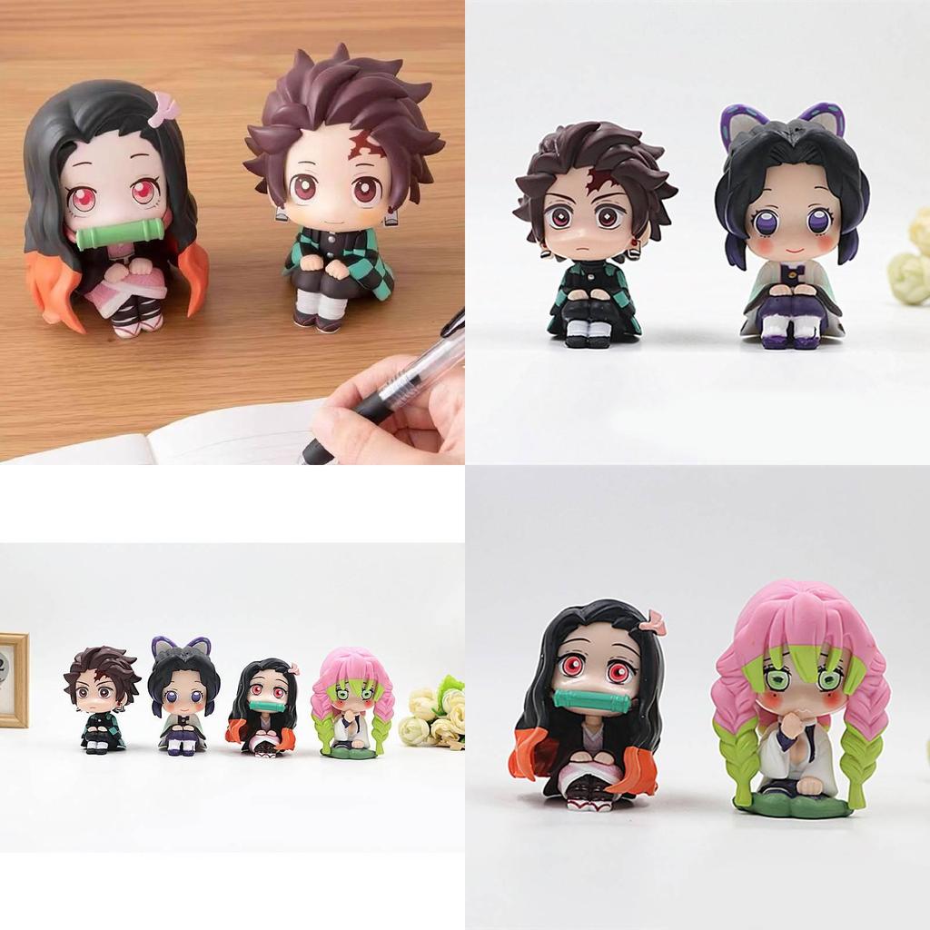 Adorable 8 Piece Q Version Sitting Demon Slayer Nezuko Toy Doll Capsule Figures Collection