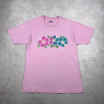 Vintage Hawaii Hibiscus T-Shirt and Kids Tshirt | 90s Pink Floral Tee | Tropical Island Souvenir Large