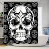 Tuniu Totenkopfmuster Duschvorhang Schwarz Grau Gotisch Horror Zimmerdekor Badezimmervorhang
