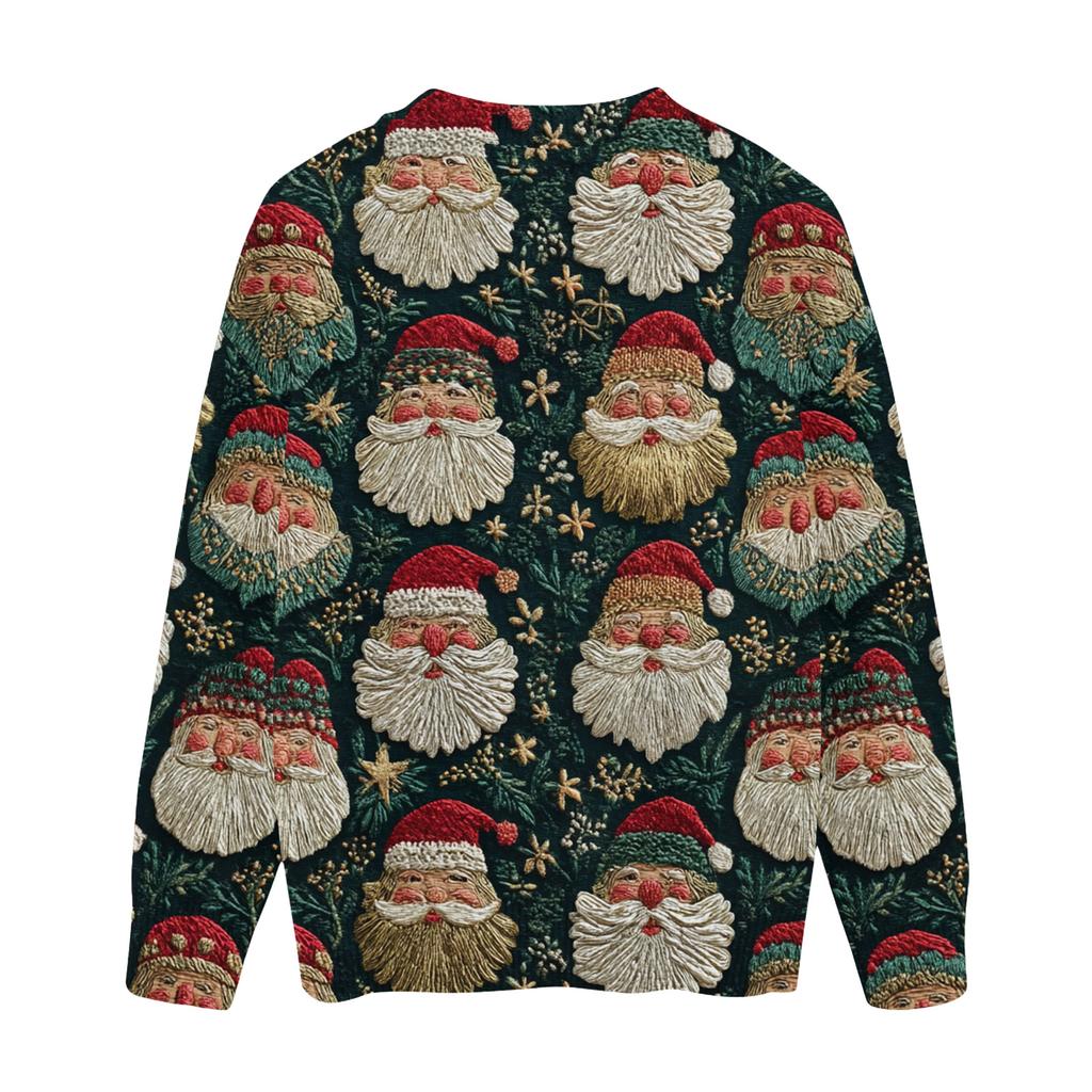 Women's Fashion Casual Long Sleeve Christmas Printed Round Neck Knitted Top