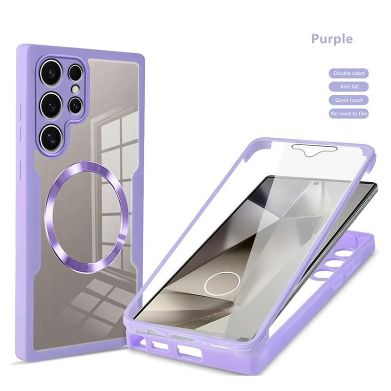 For Magsafe 360 Full Body Front Back Clear Phone Case For Samsung Galaxy S25 S24 S23 S22 Ultra Plus S21 FE Magnetic Cover