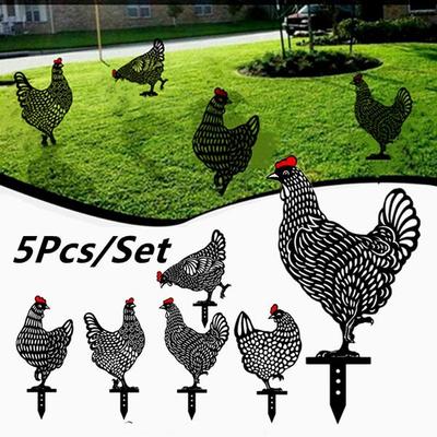 5Pcs Gardening Ornaments Chicken Yard Art Garden Backyard Lawn Stakes Hen Yard Decor Gift Easter Decoration Organizador