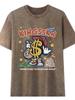 2026 Summer Men's Retro Short Sleeve Washed T-Shirt - Versatile, Trendy Print, Loose Fit
