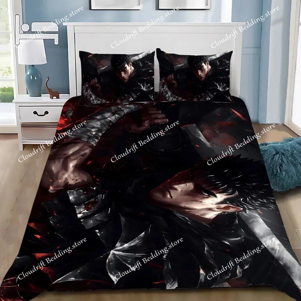 Bettbezug Berserk 3D Exquisites Anime Guts Digitaldruck Bettwäsche-Set Bettdecke Bett Jugend Heimdekoration Kinder Jungen Geschenk