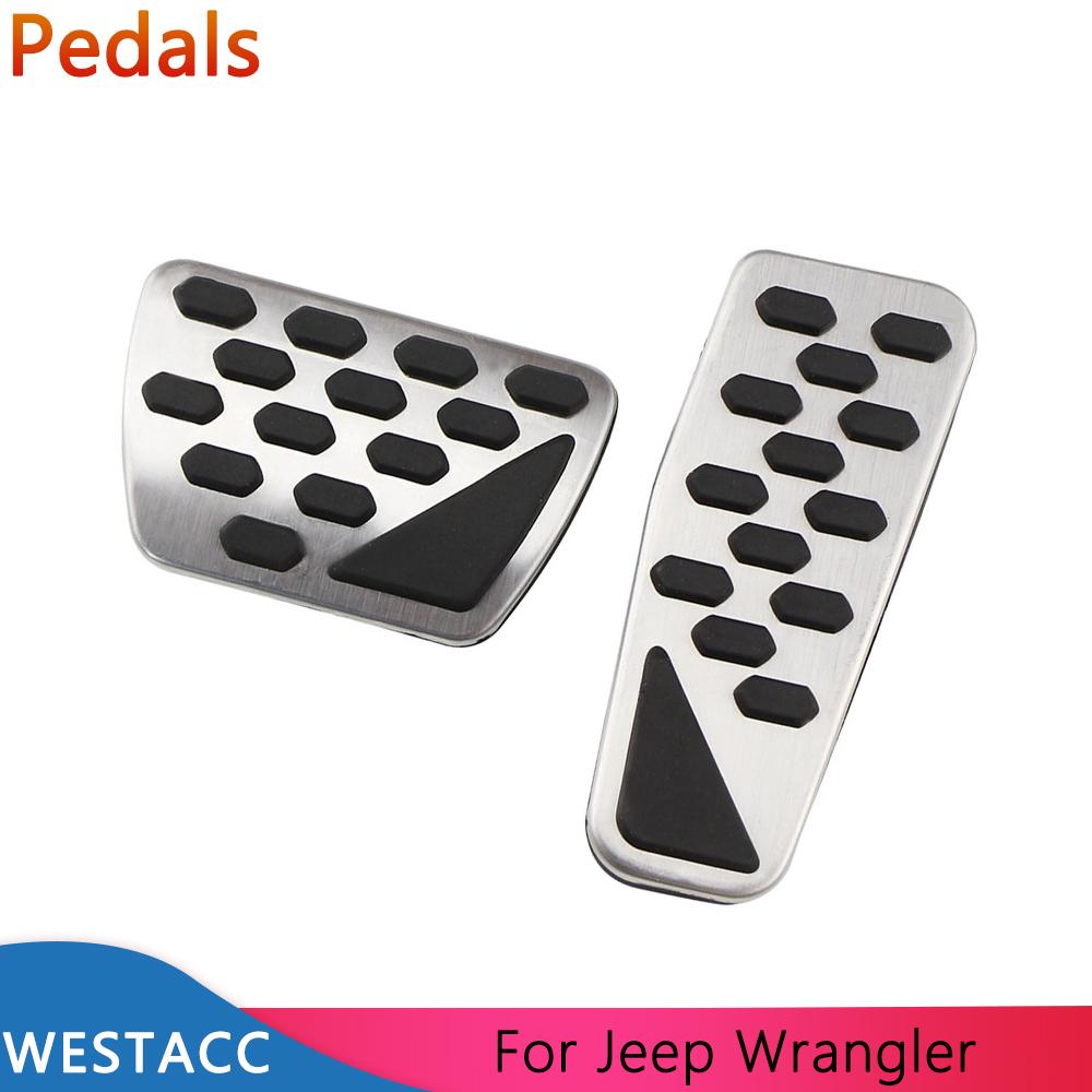 Stainless Steel Car Pedals for Jeep Wrangler JL 2018 -  AT Accelerator Brake Pedal Protective Cover Interior