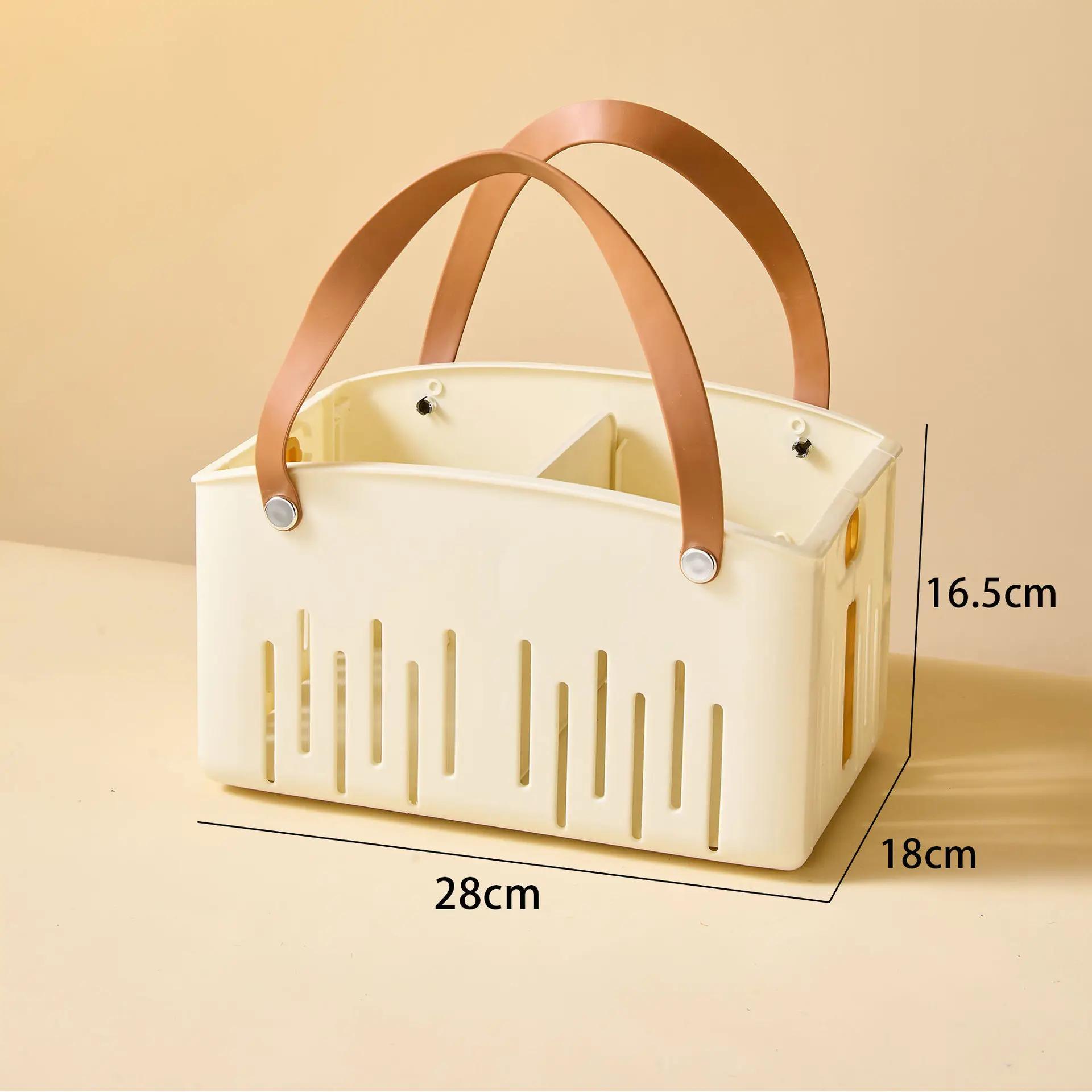 

Portable Storage Basket Bathroom Home Large-capacity Folding Bath Basket Multi-functional Plastic Draining Water Storage Basket кремовый