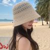 Women Hollow Breathable Openwork Knit Fisherman Cap Wide Brim Sun Hat for Summer Beach Outdoor Travel Daily Casual Sun Protection Ladies Headwear