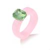 Modische Dopamin-Farbe Transparente Harz-Einfache Kreis-Einlage Imitation Edelstein Quadratische Ringe für Damen Schmuck Accessoires Geschenke