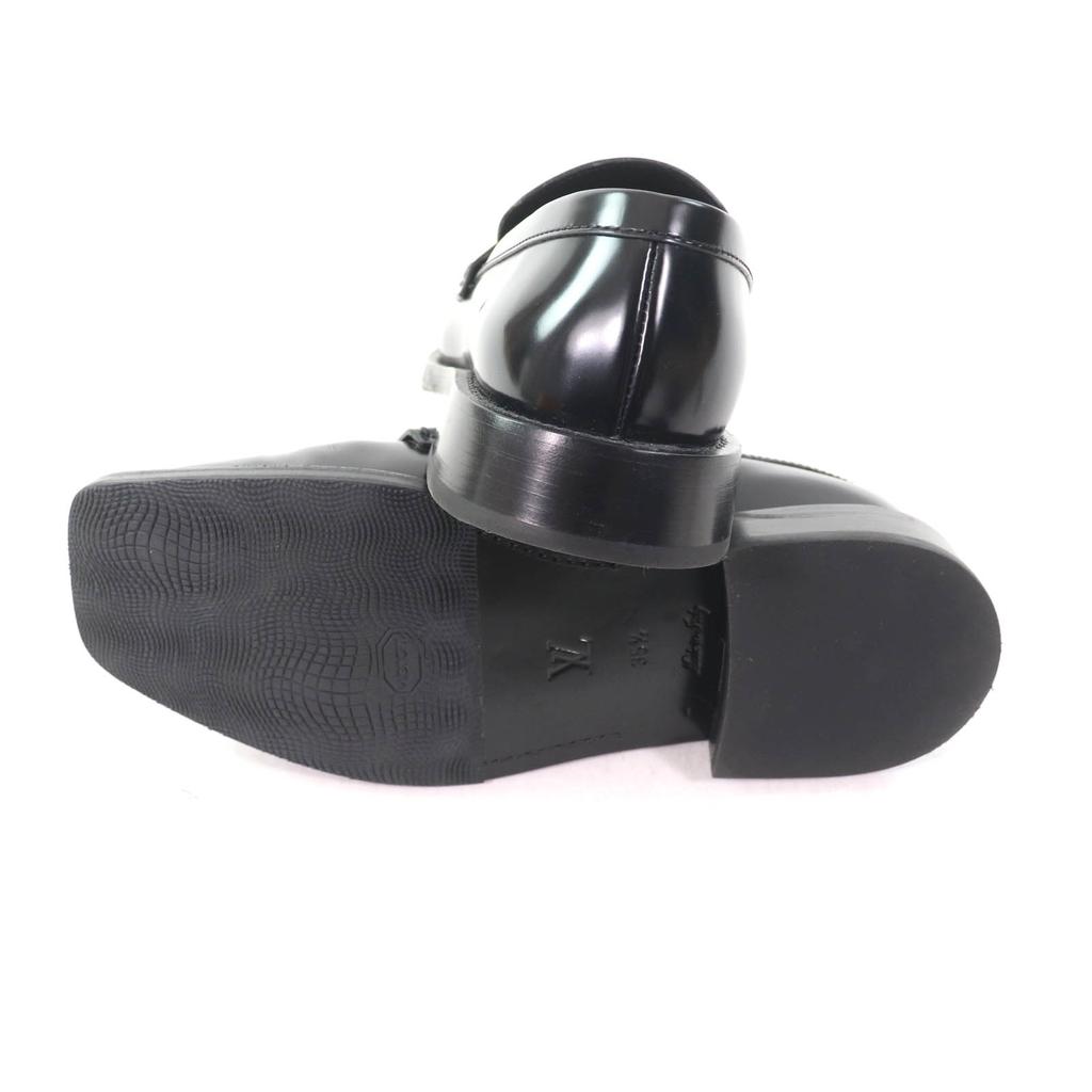 LOUIS VUITTON loafers Square toe leather penny loafers with logo leather 35.5 Used