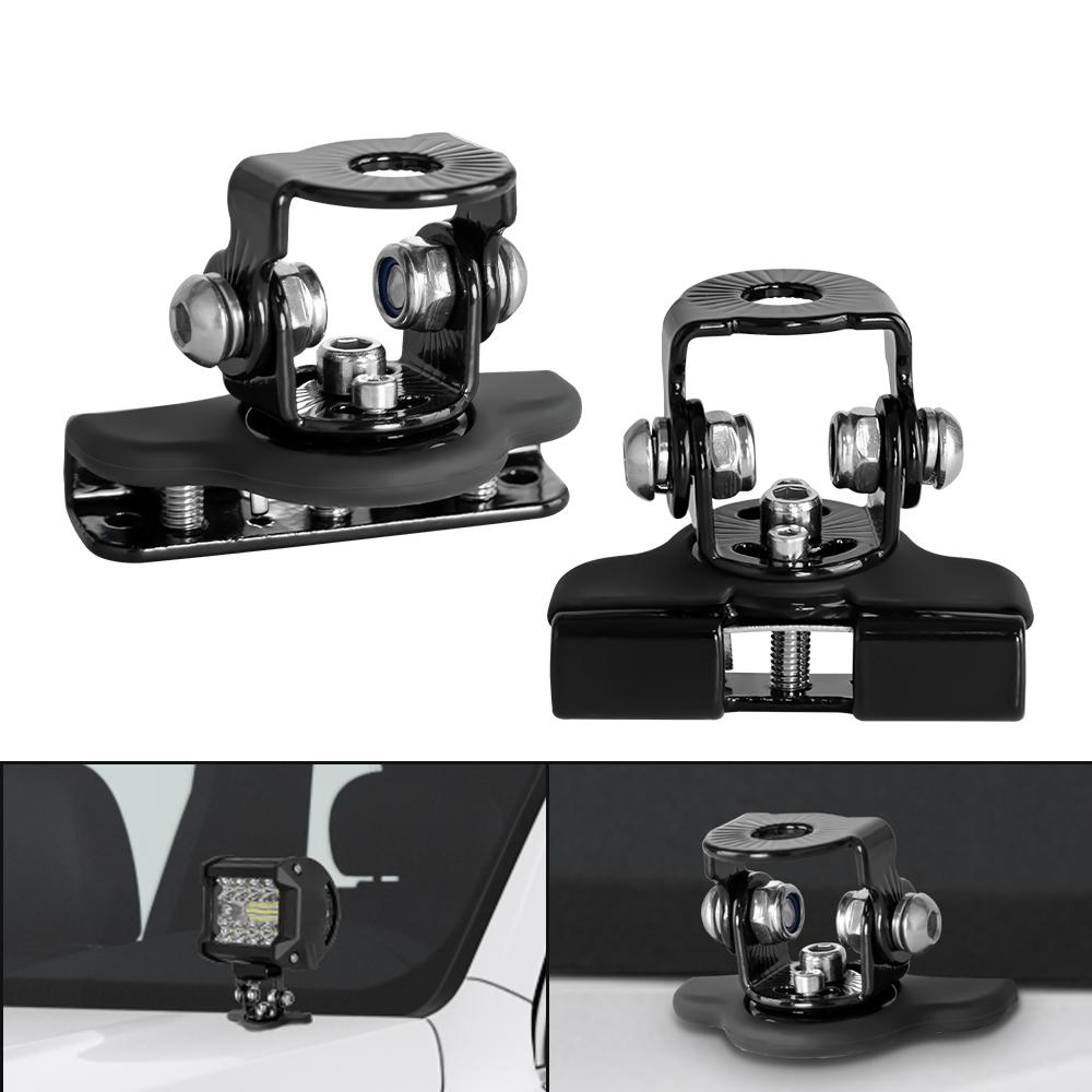 1pair Mounting Clamp Rotatable Led Work Light Bar Universal Metal Bracket Holder Car Engine Hood Cover Auto Replacement Parts