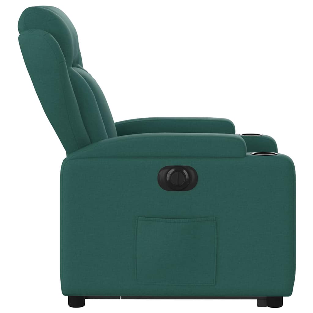 Electric Recliner Chair with Rising Function Dark Green Fabric