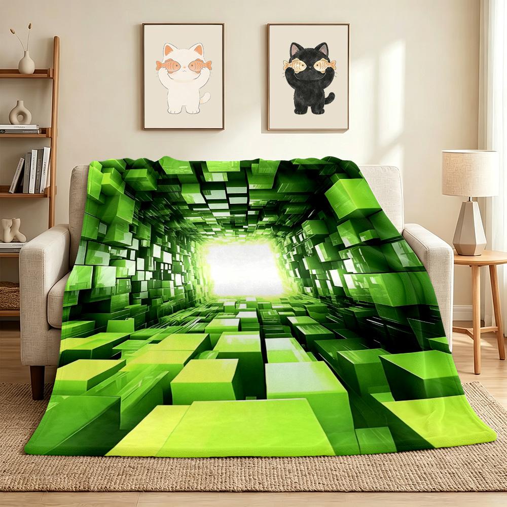 Green Tunnel Flannel Blanket Throw Blanket Soft Warm Sofa Bed Camping home Decor Unique Christmas Gift C926143