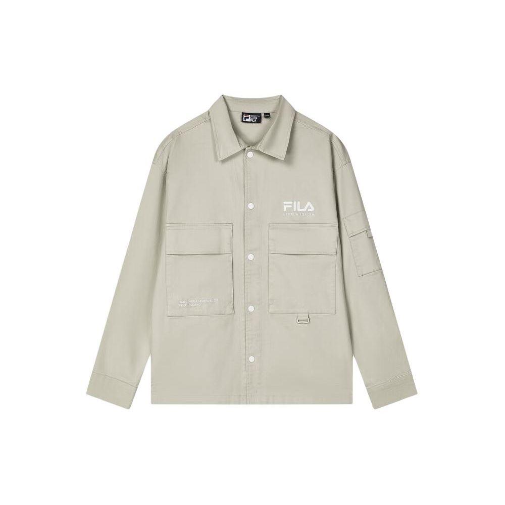 

FILA SS24 Brand Logo Letter Embroidery Print Casual Loose Long Sleeve Shirt Men shirts Beige F11M419705F-DK M