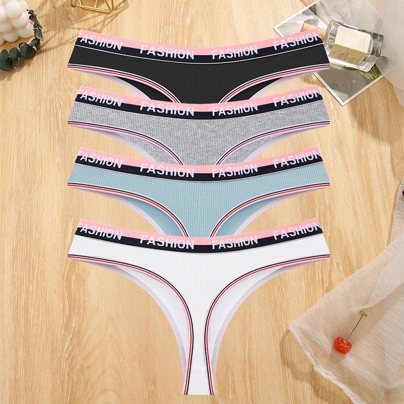 FINETOO 4 Stück/Set Damen Nahtlose Baumwollslips Intimates Sexy Slips Atmungsaktive Unterwäsche Weiblich Niedrige Taille Weiche Dessous S-XL