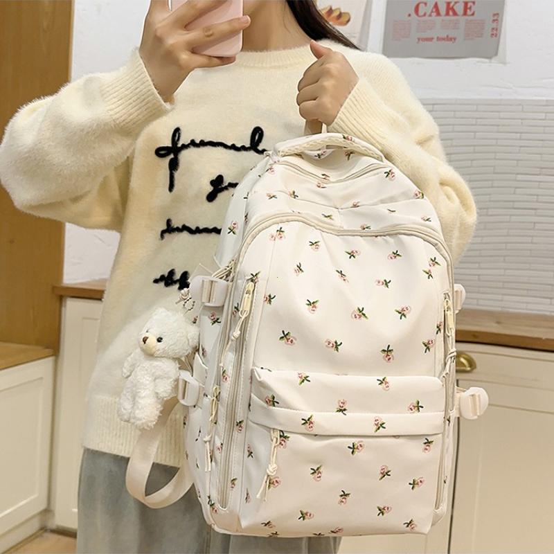 Cute Girls School Backpack Large Capacity Student Schoolbag Portable Travel Storage Bookbag for Teenagers