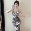 European And American Style Women'S Clothing Sexy Halter Leopard Print Fishtail Long Dress Dress 7