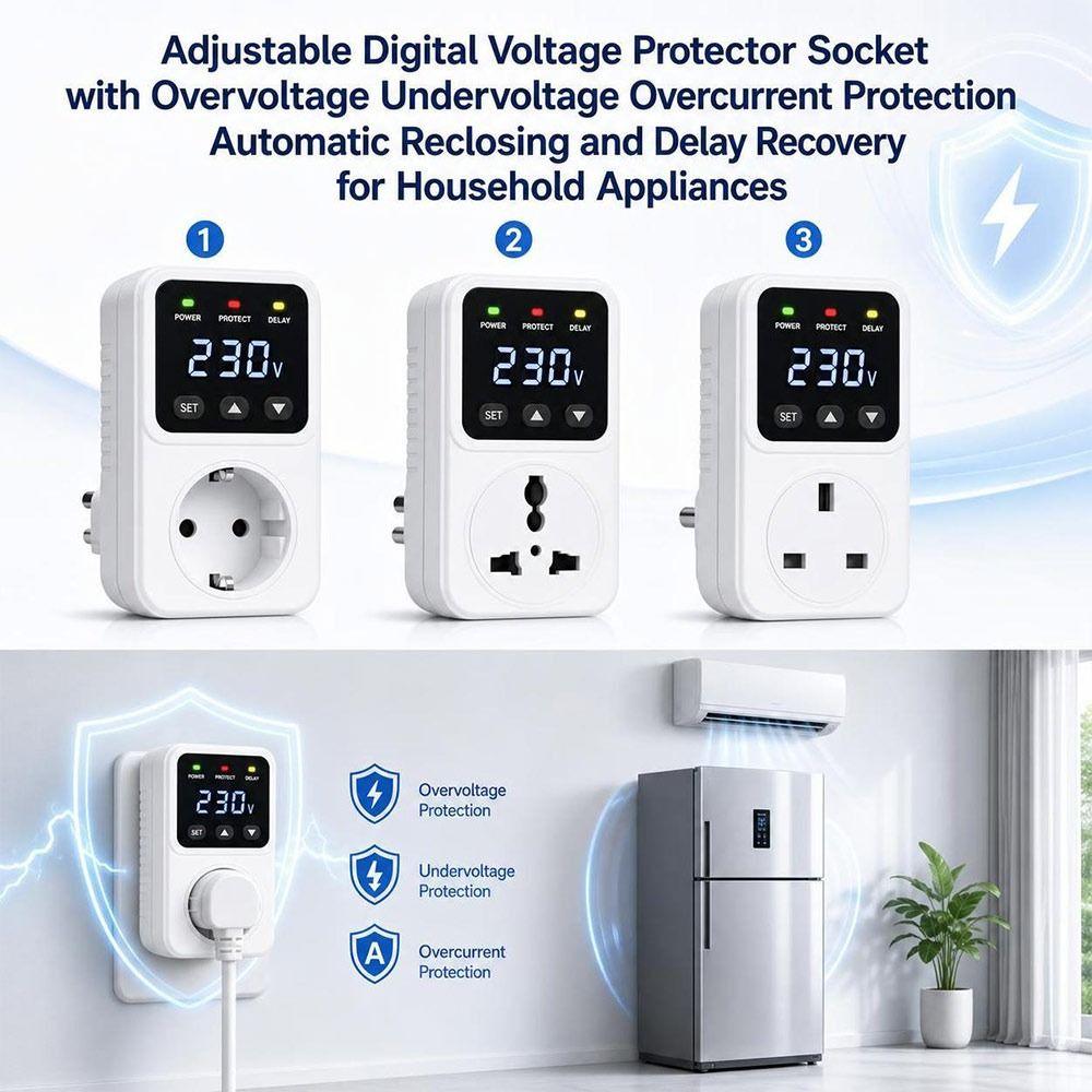 Digital Display Voltage Protection Plug Undervoltage Protector Home Electrical Use