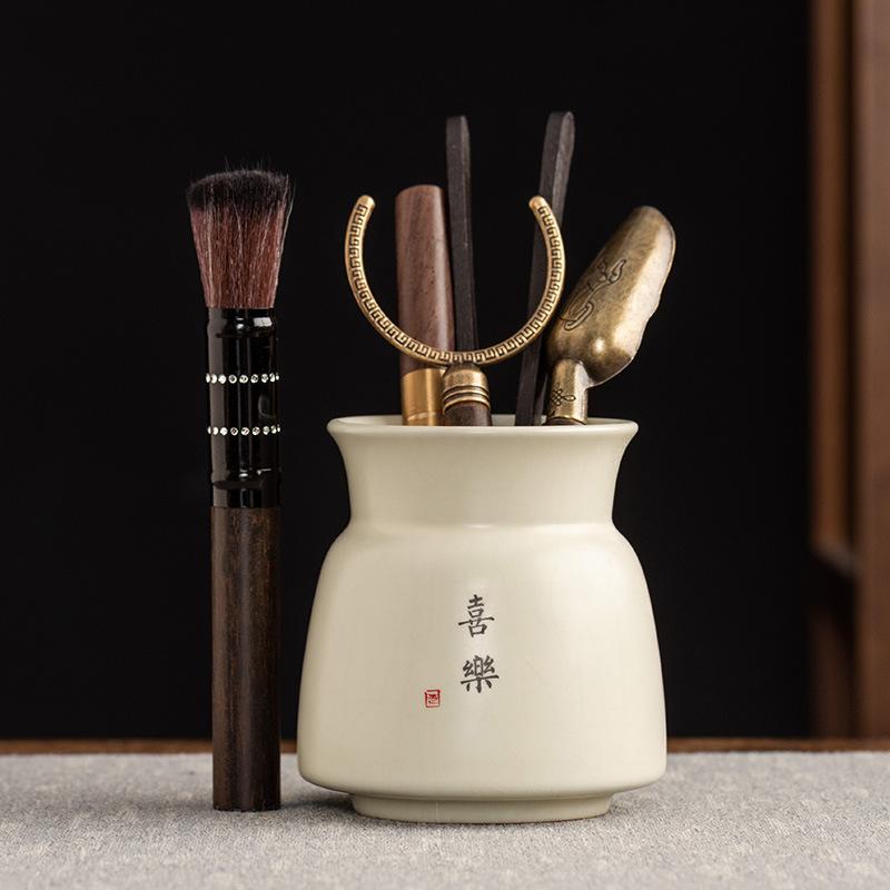 Ru Kiln Tea Ceremony Six Gentlemen Black Sandalwood Solid Wood Tea Clip Teaspoon Tea Needle Brush Tea Set Accessories Complete Set of