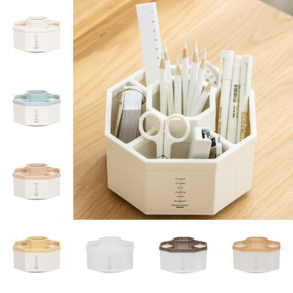 

Storage Box Makeup Brush Holder 5-Grid Pen Pencil Organizer Rotatable Pen Holder Makeup Organizer Coffee/Style 2