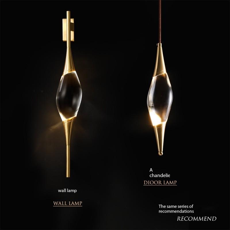 Copper crystal wall lamp LED Nordic luxury living TV wall decoration interior wall Sconce creative bedroom wall hanging lights