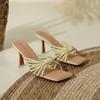 Retro literarische coole Hausschuhe Damen High Heel Stiletto Kink eckiger Kopf Zehensandalen Oberbekleidung Sommer