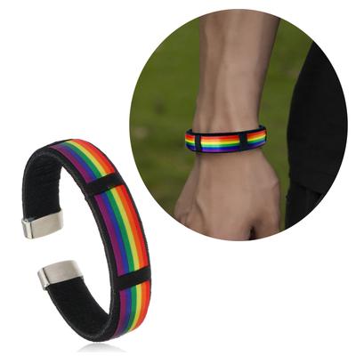 Rainbow Color Wristband Fashionable Stretch Bracelet Unisex Handchain Jewelry Adjustable Length Bangle for Couple