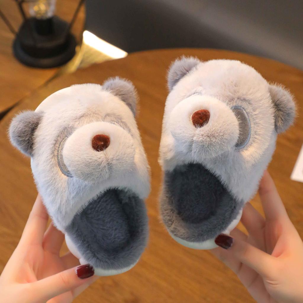 New Cute Panda Slippers Children's Designer Kids Funny Slides Indoor Home Shoes Boy Girl Furry Mules Winter Warm House Shoes