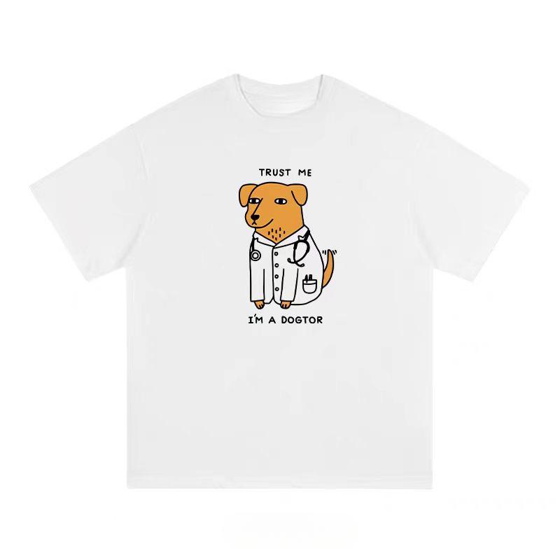 Fun Design Doctor Duck 2024 Summer Short Sleeve T-shirt Men and Women Instagram Trend Couple Casual T-shirt