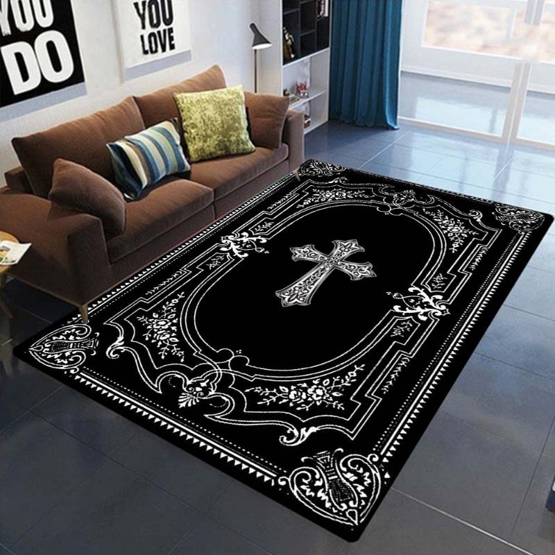 Gothic Black White Carpet Mat Rug Vintage Pattern Non-Slip Floor Mat for Living Room Bedroom Decoration May Be Given As A Gift