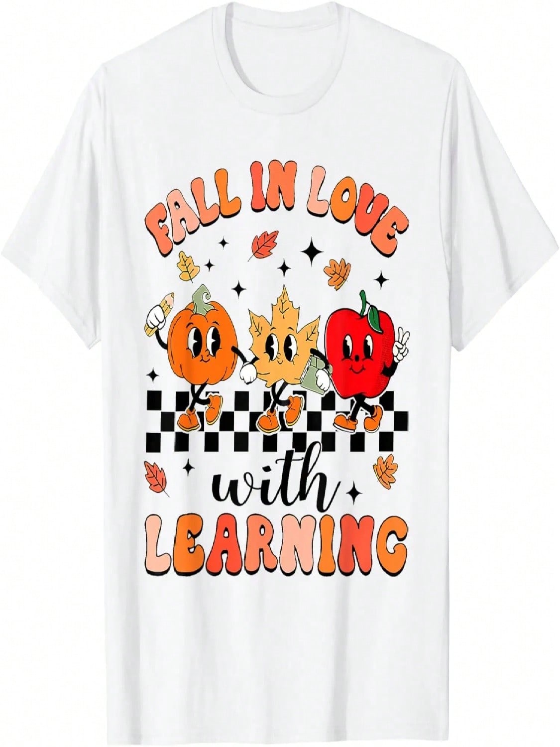 Groovy Fall In Love With Learning Autumn Pumpkin Teacher T-Shirt S разноцветный