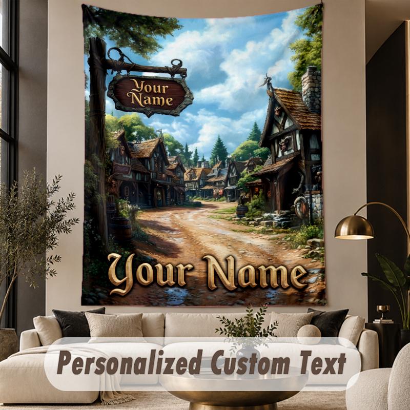 Custom Text Printed Tapestry World of Warcraft Pattern Large Wall Hanging Indoor Room Decor
