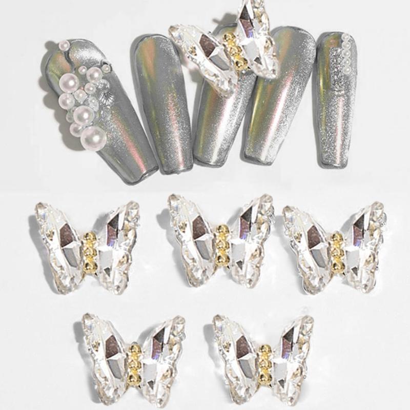 1Bag 3D Nail Charms Butterfly Shaped Nail Rhinestones for Women Elegant DIY Nails Art Decoration Accessories