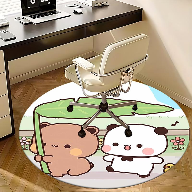 Cute Animal Friends,Kawaii Panda Bear Chair mat Round Rug Office carpet,Non slip, Suitable for Living Rooms, Bedrooms Decor1205065a