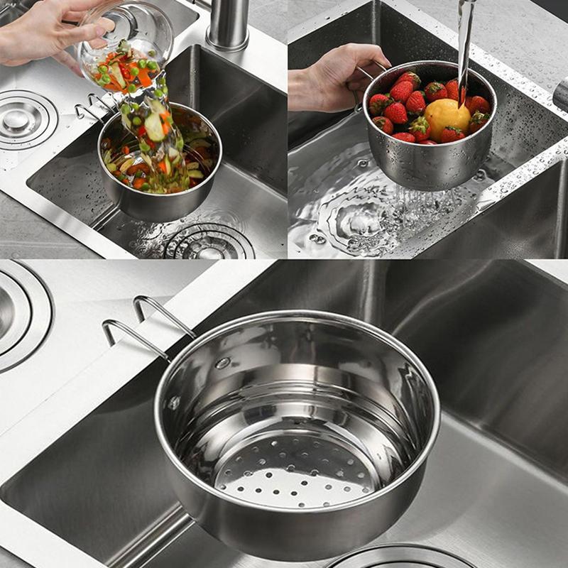 Stainless Steel Sink Drain Strainer Basket Multifunction Kitchen Food Catcher Vegetable Fruit Colander For Filter Kitchen Waste