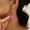 1Pair Pink Ribbon Dwarf Breast Cancer Day Earring Acrylic Painting Earrings Jewelry for Women Female