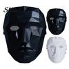Hard Plastic Cosplay Mask Halloween Geometric Mask, Polygonal Cool Party with Mesh Eyes, Recognition Boss Style Black White for Masquerade,