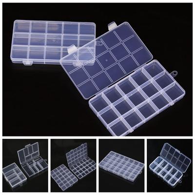 Cajas de rejilla múltiples, caja de almacenamiento de plástico transparente cuadrada, 6/10/15/24/28 rejillas, accesorios de costura