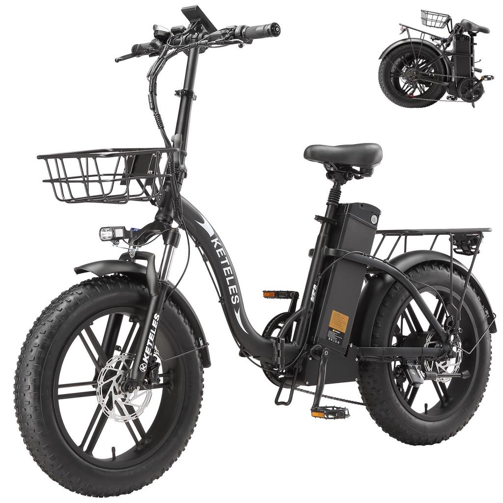Electric Bicycle Keteles KF9 1000W Motor 20" Fat Tire Foldable Adult Electric Bike 48V 35AH Hydraulic Brakes Max Load 150Kg 7 Speed