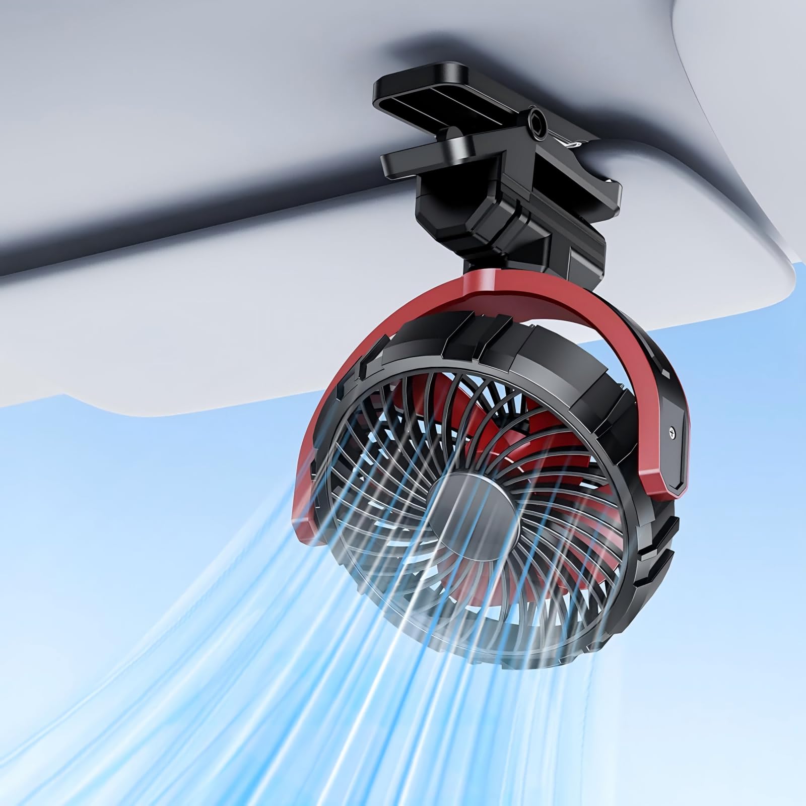 

NIFBANG Car USB Low Adjustable Airflow Powerful USB Car Easy Perfect for Summer or Car Includes Clip and USB Cable Fan, Charging, 2000mAh, Clip/Screw