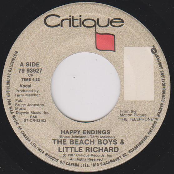 7-дюймовая пластинка BEACH BOYS  LITTLE RICHARD  Happy Endings 7993927 Critique 1987 Канада Поп Б/у