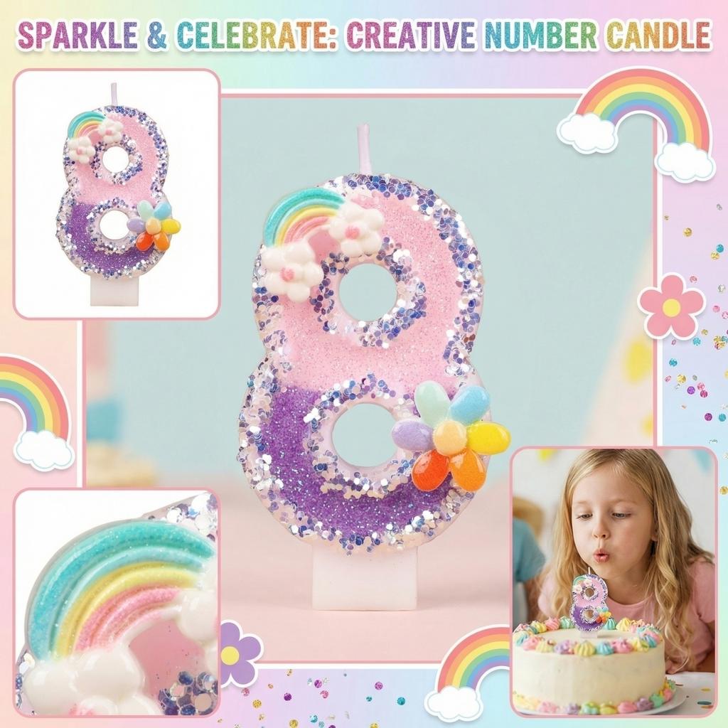 Fashion Cartoon Creative Birthday Candles Party Digital Candles