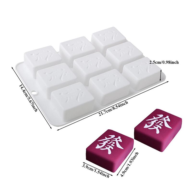 

Chinese Style Fortune Mousse Cake Mold 4/9 Cavity Mahjong Fa Character Chocolate Mold Handmade Candle Squishy Silicone Mold