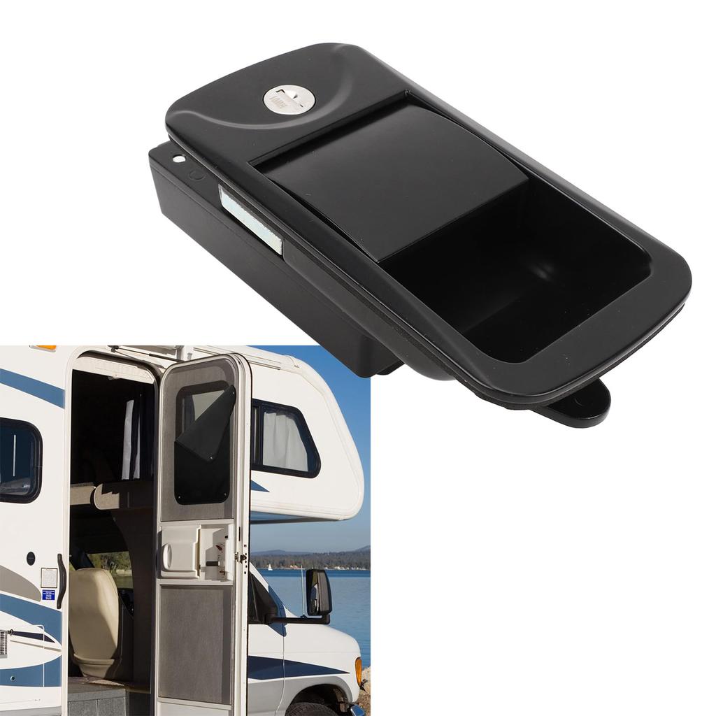 RV Entry Door Lock RV Door Lock with 2 Keys Zinc Alloy Flush Mount RV Door  Handle for Yacht  Black 6.2 X 3in
