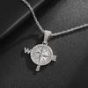 European and American Compass Compass Shaped Personalized Pendant Full of Zircon Trendy Brand Mens Necklace Accessories