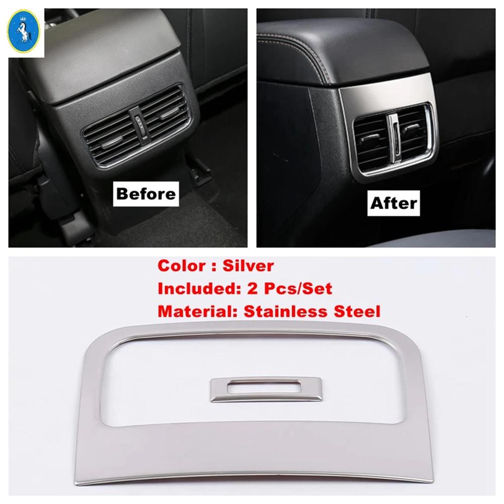 

Car Rear Console Air Conditioner Vent Outlet / CD Panel Frame Cover Trim Fit For Mazda CX-5 CX5 2017 - Exterior Accessories Silver Style D